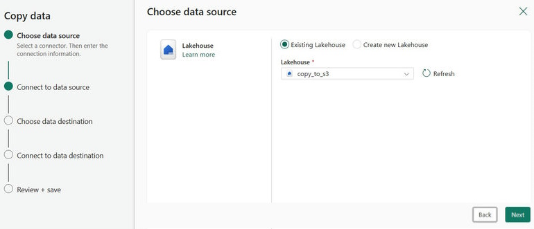 Lakehouse is selected